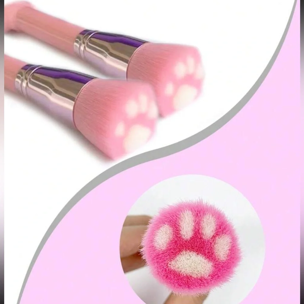 Princess Rose Pink Makeup Brush Foundation Brush Cat Paws Claw Monogram